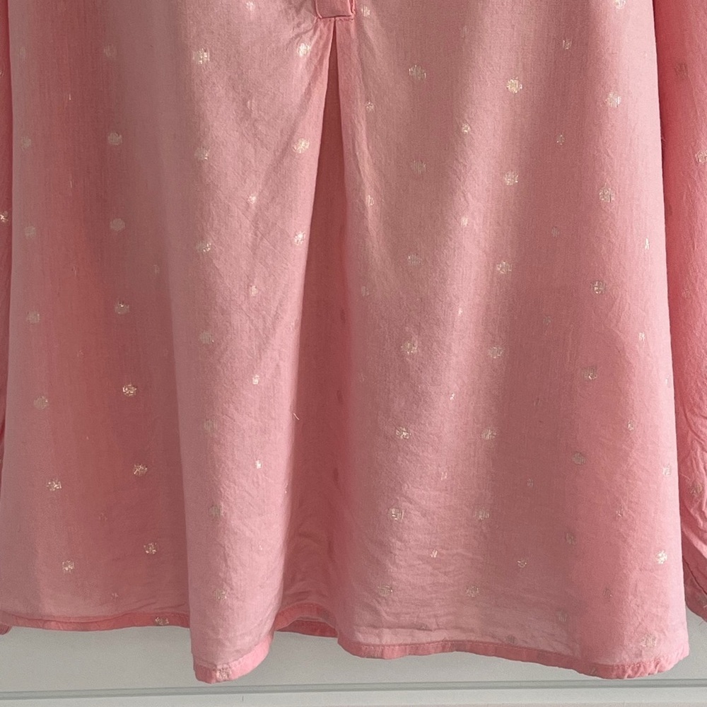 Crown & Ivy 100% Cotton Split V Blush Pink Silver Beads Peasant Blouse Sz XL - Picture 3 of 12